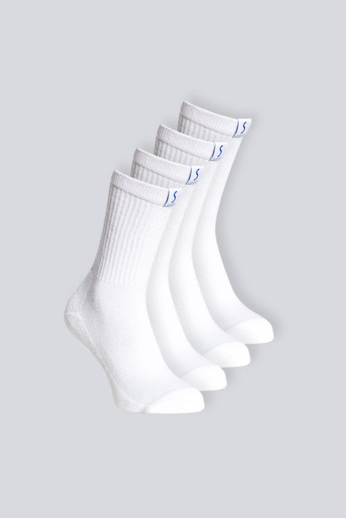 Quatre paires de chaussettes mi-mollet blanches pour le sport pour homme de la marque S BORDEAUX