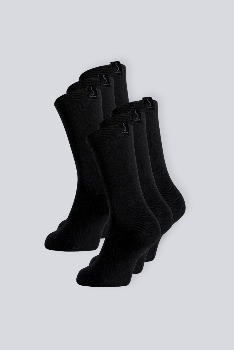 Six paires de chaussettes noires mi-mollet pour homme de la marque S BORDEAUX