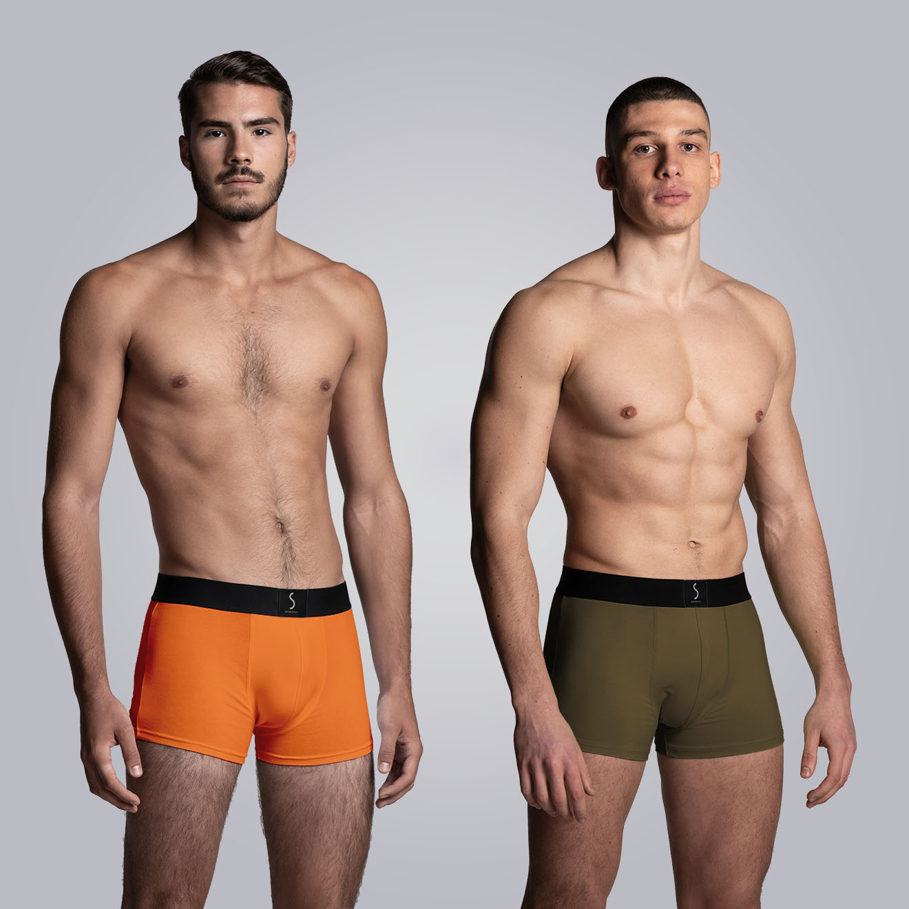 Mahon - Boxer Orange et vert kaki en coton pour homme — S BORDEAUX®
