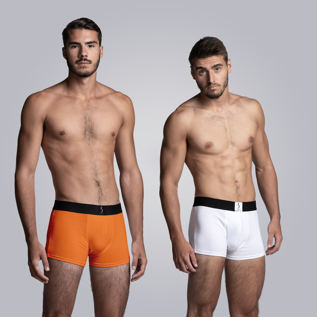 Mahon et Arpenans - Boxer orange et blanc en coton pour homme — S BORDEAUX®